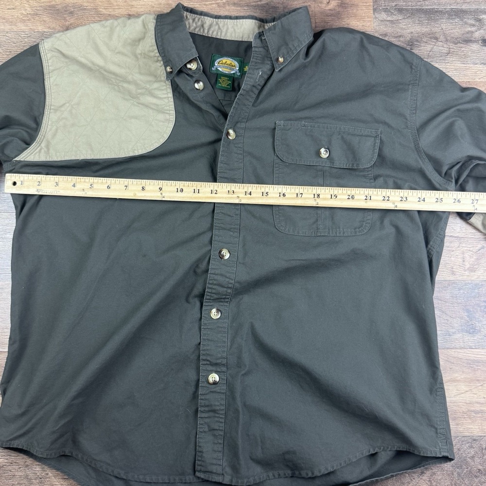 Cabela's Long Sleeve Hunting Shooting Shirt Padded Shoulder Men's Size XL Green - Picture 5 of 8
